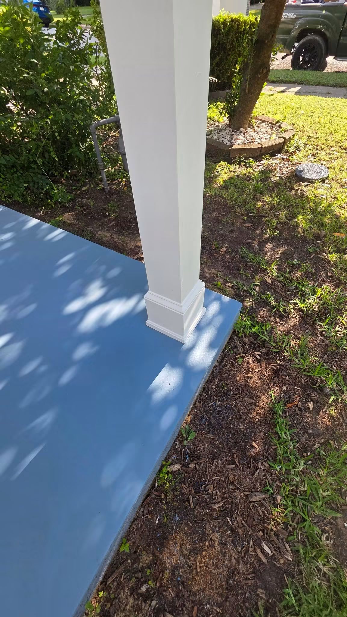 Daltonn’s Painting and Handyman Services work area during custom porch column construction