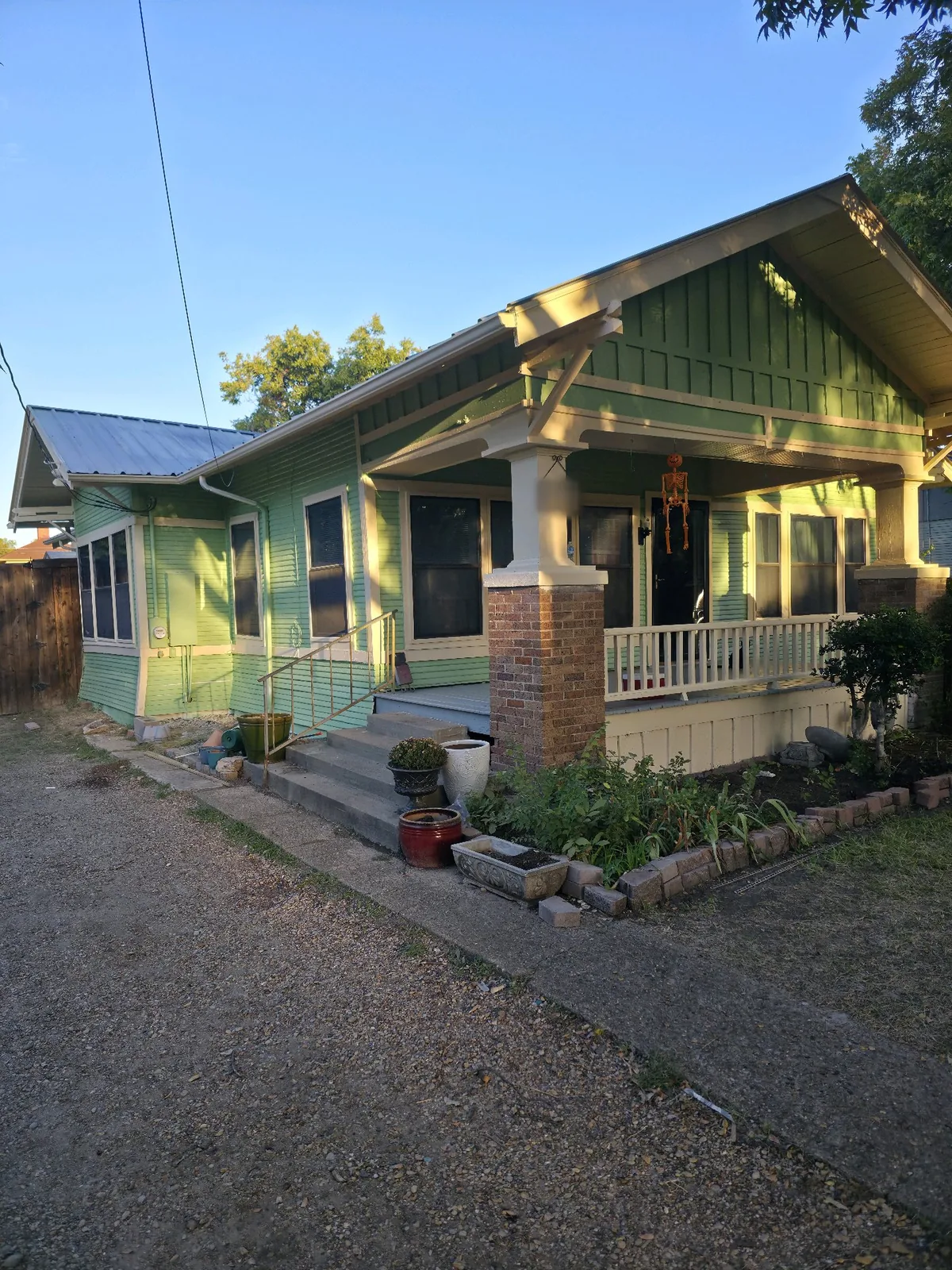 Finished front and side of the bungalow viewed from the driveway