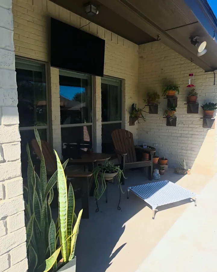 Covered back patio after limewash