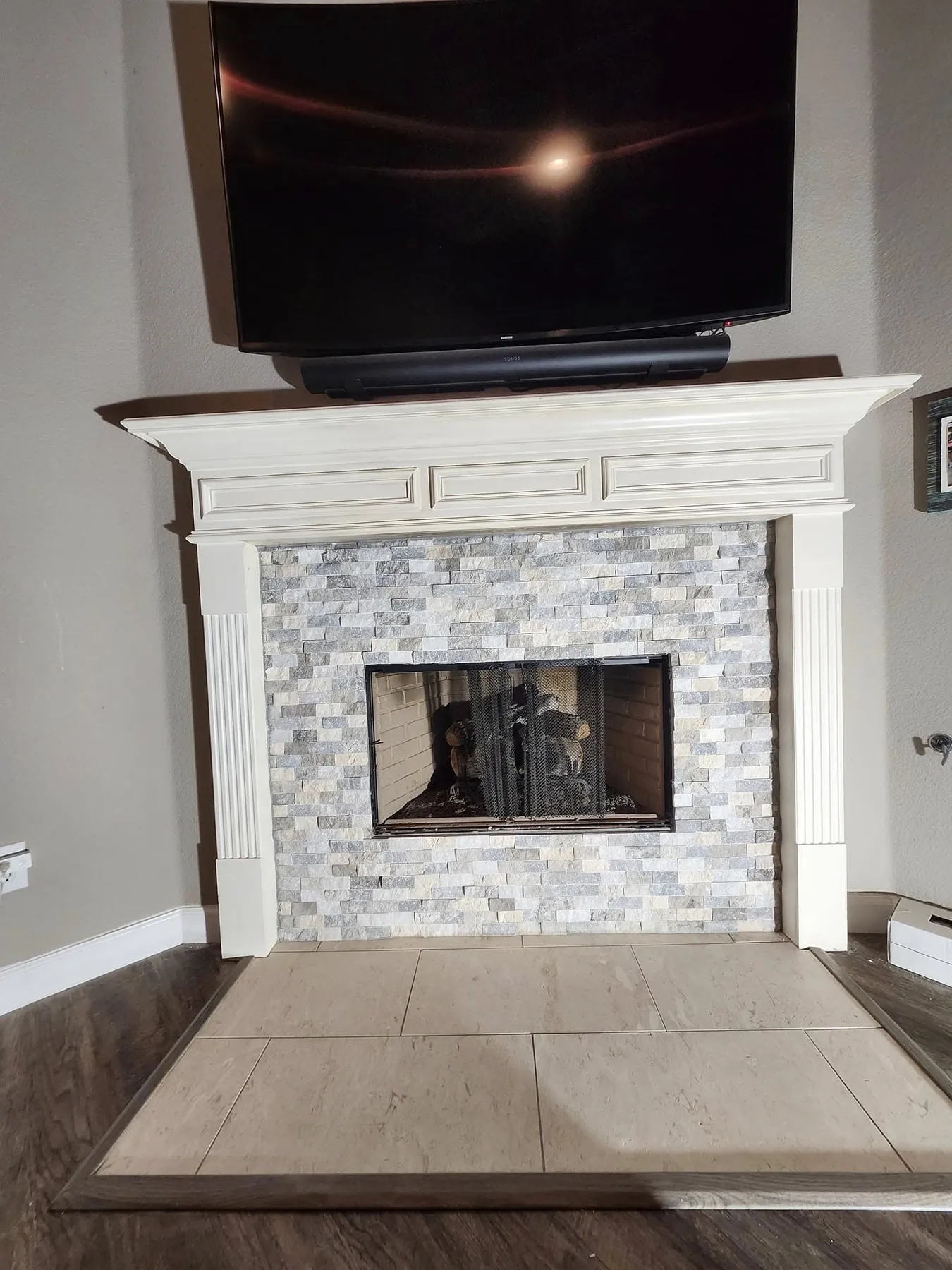 Finished result for Fireplace Tile Surround Update