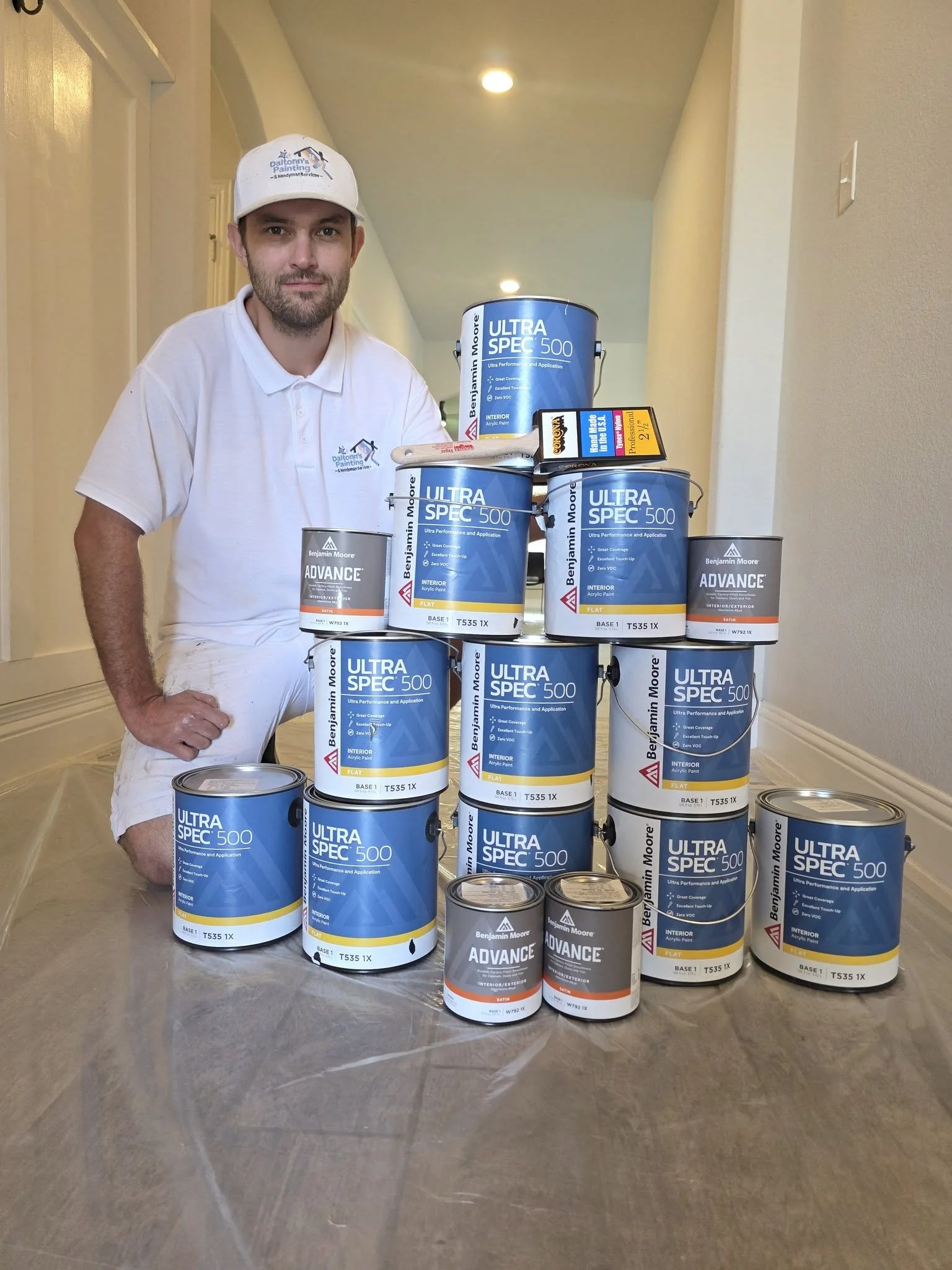 Daltonn's Painting and Handyman Services preparing paint and materials for a project